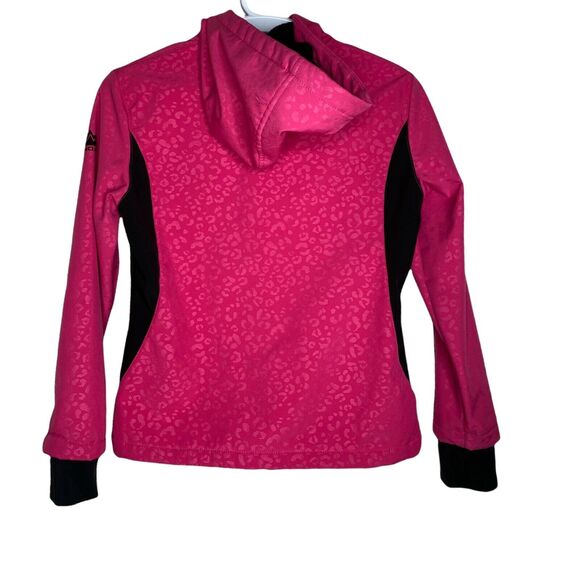 Snowzu Pink Black Hooded Zip Up Pockets Girls Jacket Size 10 12 M Medium - Picture 2 of 8